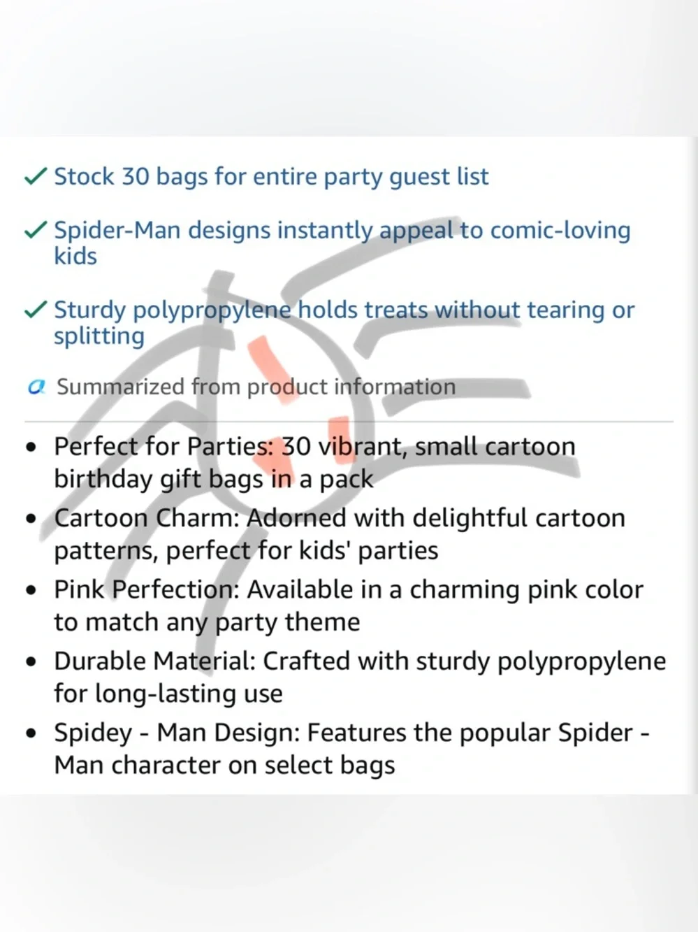 Spider-Man Themed Party Favor Bags